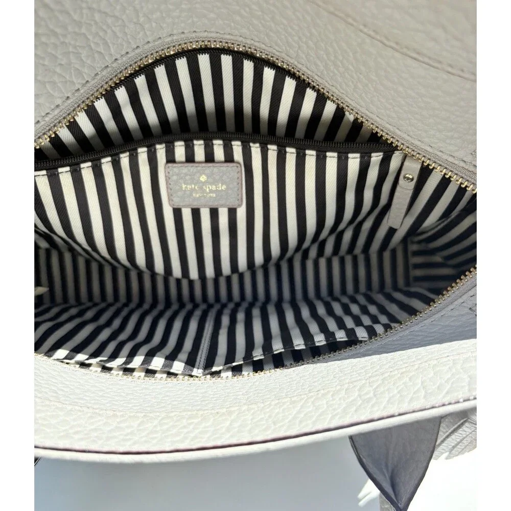 Kate Spade Southport Avenue Gray Pebbled Leather Satchel Tote Top Handle Bag